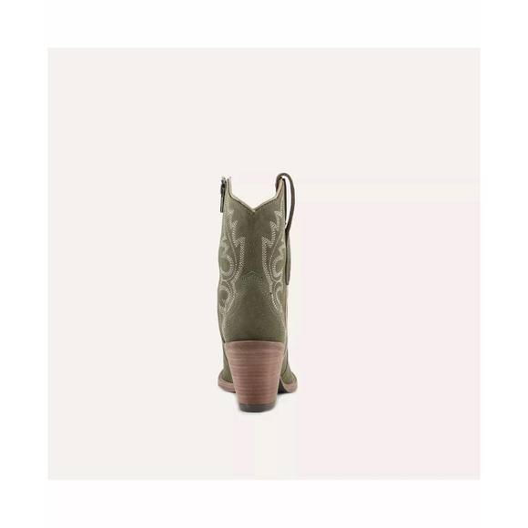 NEW BUCK & BRANA women's brooke leather cowgirl boots in olive - Picture 8 of 9